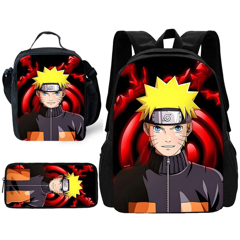 Sac à dos scolaire pour enfants, anime N-Narutos, sacs à lunch, sacs à crayons, sacs d'école pour garçons et filles, meilleur cadeau