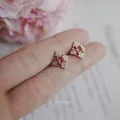 Vero argento sterling 925 originale oro 18 carati croce orecchini con zirconi rossi per le donne gioielli eleganti gioielli argent 925