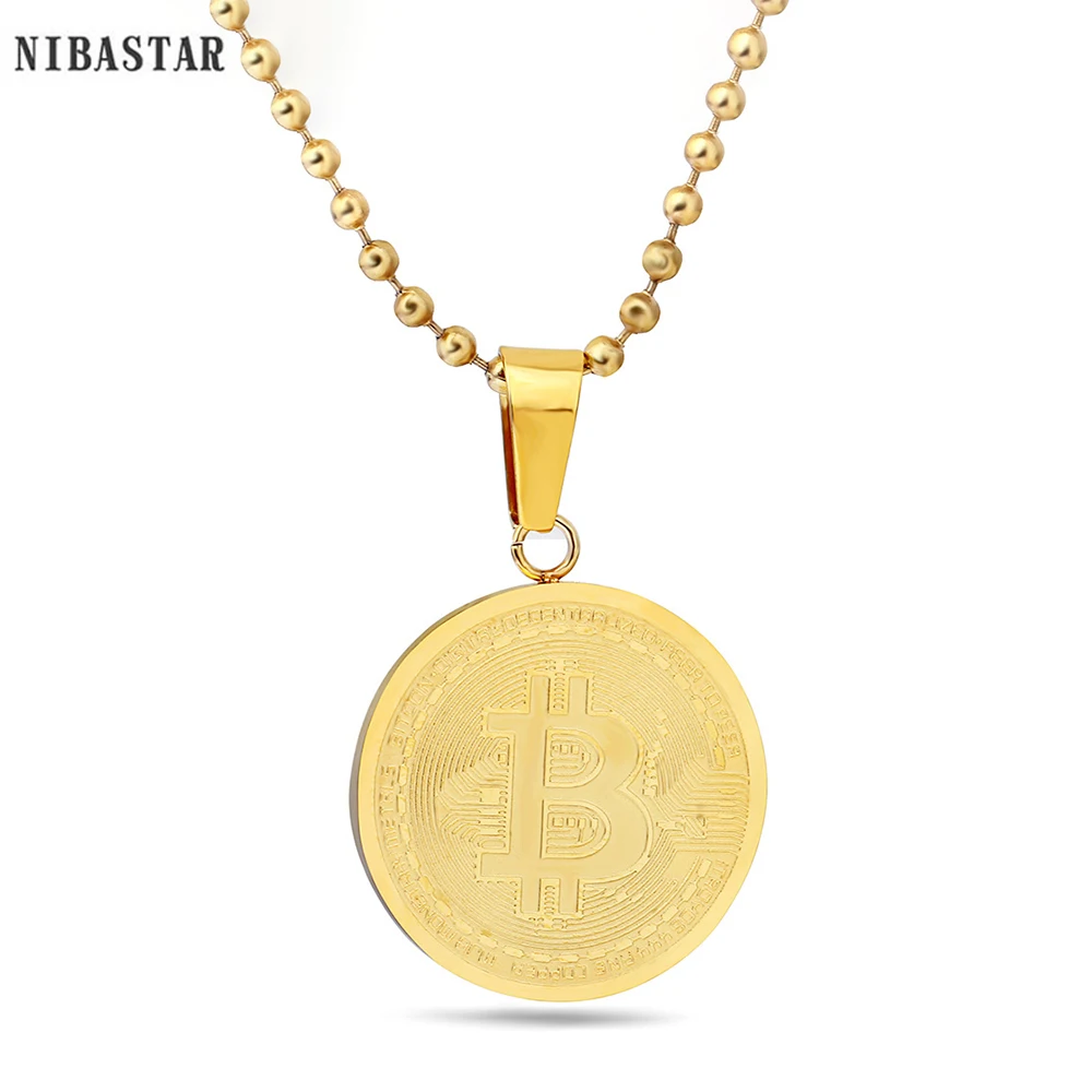 Moda BTC Bitcoin collana con ciondolo collane con monete in metallo Color oro argento per uomo donna gioielli classici regalo all'ingrosso