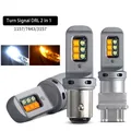 Led 1157 BAY15D T25 3157 T20 7443 Con 2 in 1 Lampadina a Led per Auto Canbus Indicatori di direzione DRL per Auto Lampada a Due Colori Bianco Giallo 12V