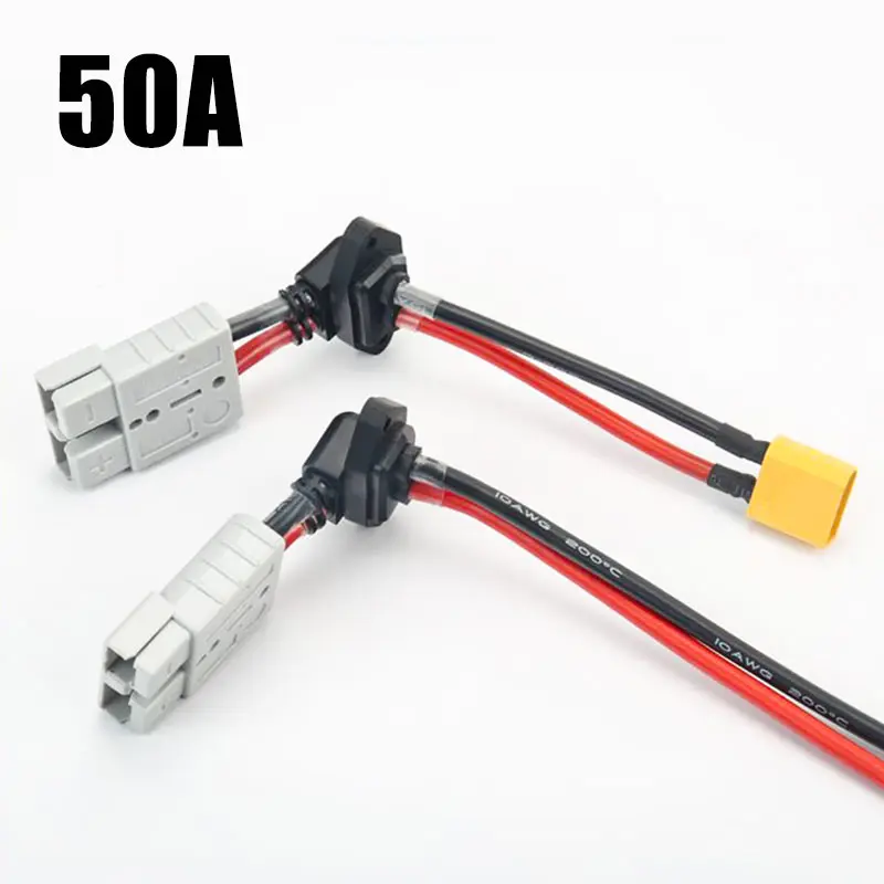 10 AWG Kabel 50 A Stecker für Anderson Style Stecker auf XT90 Stecker 90 Grad DC Power Solar Caravan Motorrad Buchse Batteriekabel Image