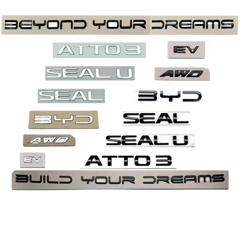 3D ABS Cromato Nero Logo BYD Emblema Lettere Stiker Baule di Un'auto Distintivo Per BYD SEAL QIN HAN SONG Plus ATTO3 SEAL U Accessori