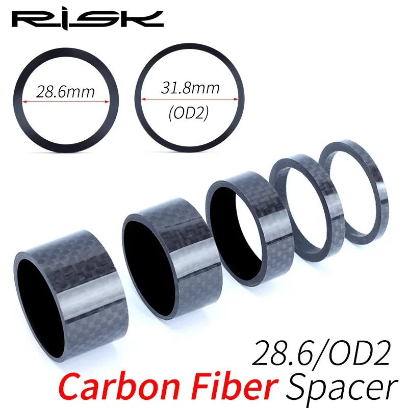 RISCHIO 3K Distanziali forcella anteriore per bicicletta in fibra di carbonio per 1-1/8 "28.6mm 1-1/4" 31.8mm OD2 MTB bici da strada Auricolare Rondella di regolazione dello stelo