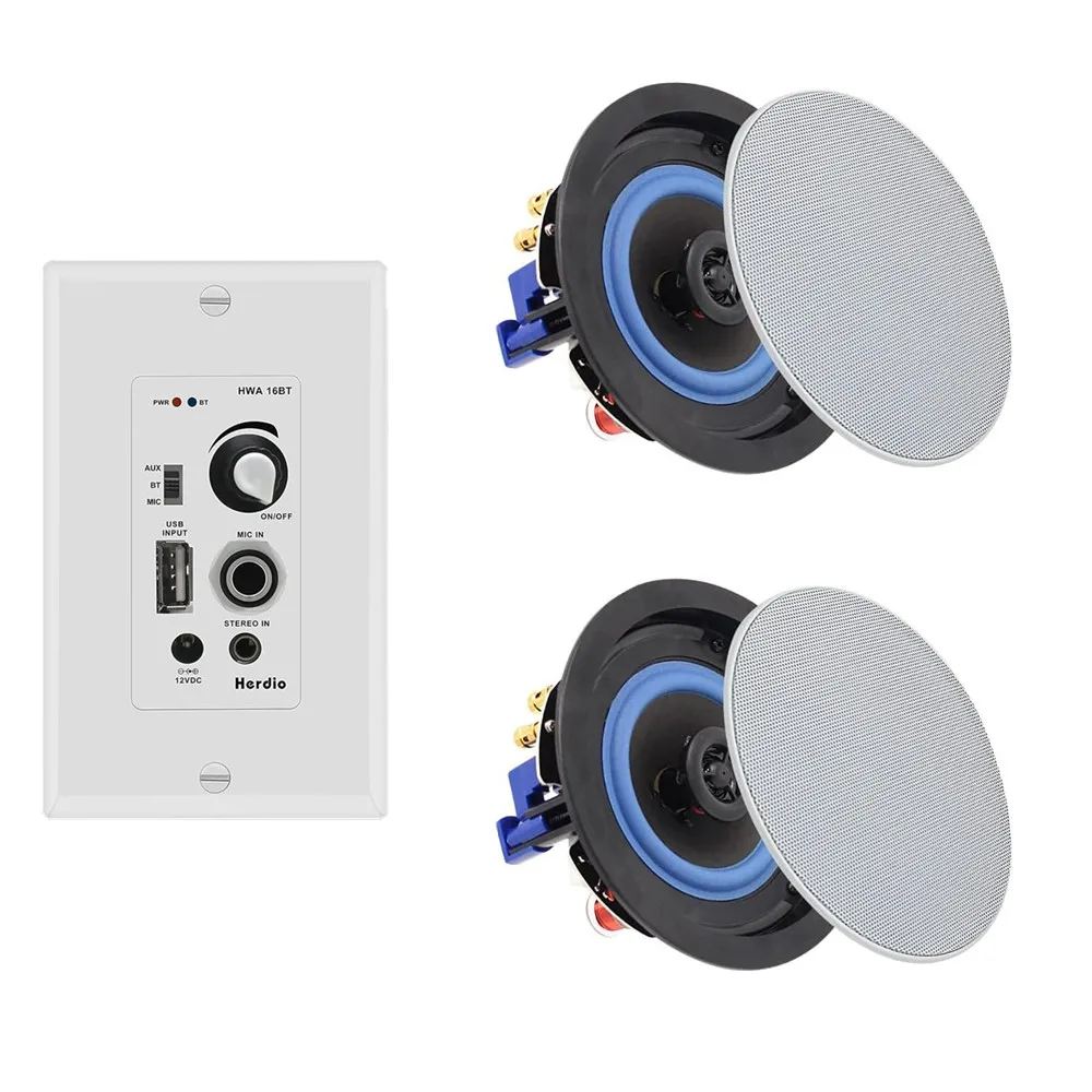 Herdio 4 ''Bluetooth Decken lautsprecher 160W Unterputz in Wand verstärker Empfänger geeignet für Innen haus überdachte Außen veranda Image