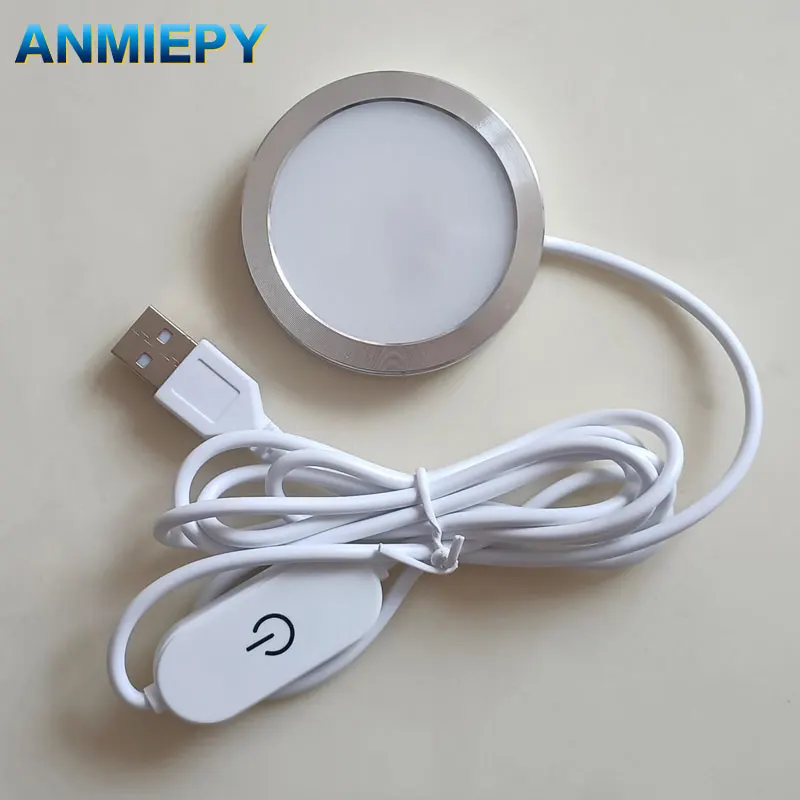 USB 5V LED Touch Dimmen Downlight 10W 7W 3W Strahler Oberfläche Montiert Mini Runde Decke Ausstellungsschrank Image