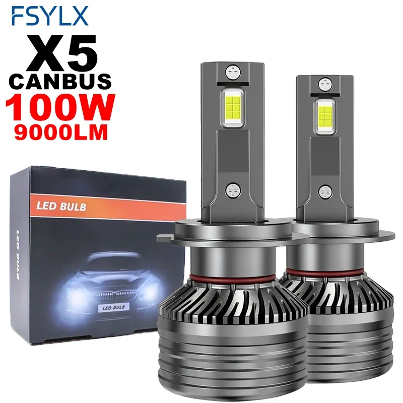 100W X5 9000LM H7 Lampadina per fari a LED per auto Fendinebbia H11 HB3 Canbus 6000k H7 H11 9005 9006 H1 9012 Auto LED Faro Luce a LED