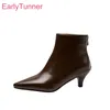 Winter Glamour Braun Beige Damen Stiefeletten Sexy 2 Zoll High Heels Büro Dame Kleid Schuhe Plus Große Größe 11 43 46 48