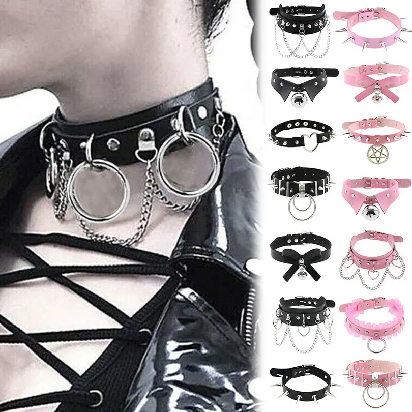 1Pc Vintage Hip Hop Rock Niet Spike Stern Coole Frauen Collares Schmuck Y2k Egirl Harajuku Cosplay Süße Herz Choker halsketten