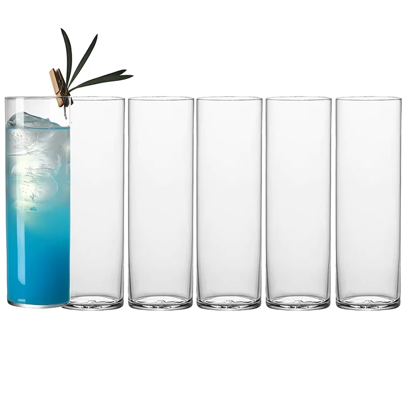 6 Stück dünne, leichte Kristall-Highball-Brillen, Barzubehör, Collins-Becher für Wasser, Saft, Bier und Cocktail, 4er-Set Image
