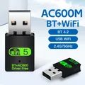 Scheda di rete Dongle 2 in1 Adattatore USB WiFi Bluetooth da 600 Mbps 2.4G 5GHz Ricevitore esterno wireless di rete USB WiFi 5 per PC