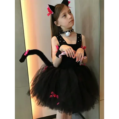 Girls Party Dress Cosplay Cat Girl Role Play Tutu Dresses for Kids Birthday Party Purim Masquerade