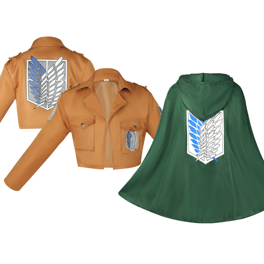 Anime Cosplay Levi Ackerman Mikasa Eren Jaeger Survey Corps Kostüm für Kinder Shirt Kapuzenumhang Shinzou wo Sasageyo Image