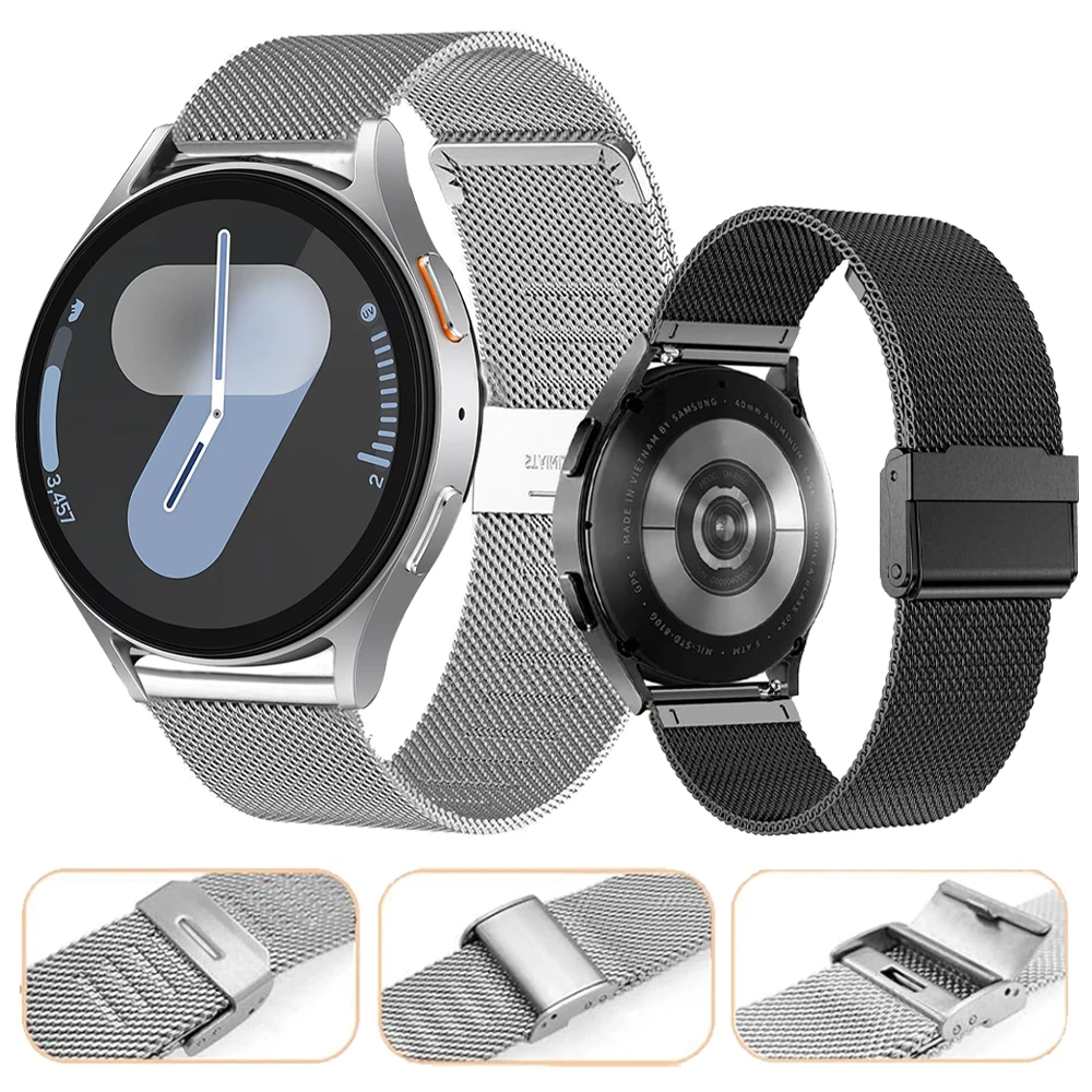 20mm 22mm Uhren armband für Samsung Galaxy Uhr 7 6 5 40mm 44mm Band Galaxy Uhr 5 Pro/Gear S3/ 4 6 klassische Metallgitter Armbänder Image