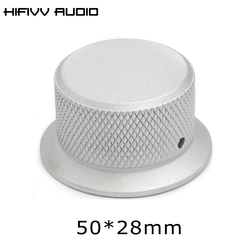1 Pcs Hifi Verstärker Lautsprecher Aluminium Knob Silber Durchmesser 50mm Höhe 28mm Potentiometer Volumen Control Audiok Nurled Shaf kappe Image
