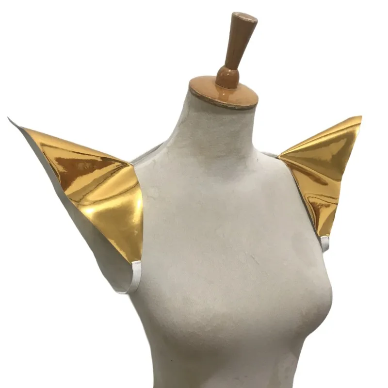 Gold Silber Laser Leder Schulter polster Rüstung Weste männliche Frauen Leistungs zubehör Prop Kostüm Image