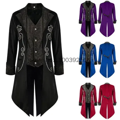 Halloween Renaissance Kostüm für Männer Steampunk Gothic bestickte viktoria nische Jacke Vintage Image