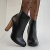 Dohbaner Frauen Stiefeletten runde Zehen dicke Absätze Seite Reiß verschluss kurze Stiefeletten Kunstleder Damenschuhe Frau große Größe 41 43 47 52