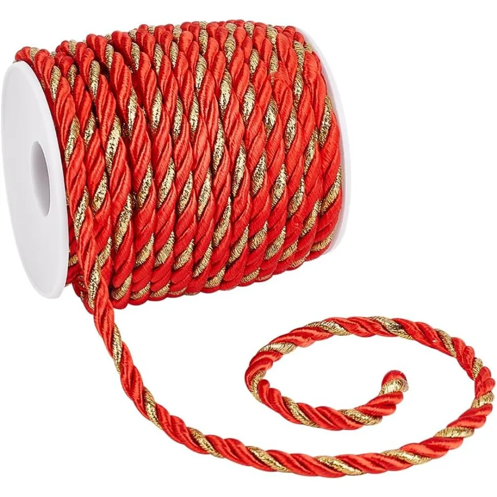 5mm Rotgold Seil 19 Yards Schnur Trim Craft Fenster dekorative Seil hand gefertigte Aufnahme Hand fasten geflochtene Schnur Image