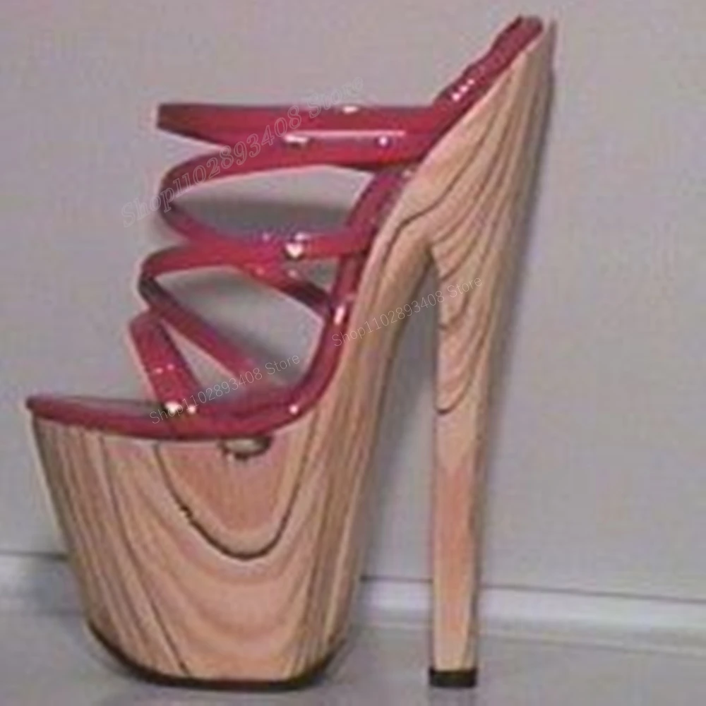 Rote Holz druck hohle Plattform Hausschuhe wasserdichte Stiletto High Heel Kreuz gebunden sexy Frauen Schuhe 2024 Zapatos Para Mujere