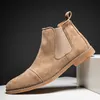 Mode Gelb Chelsea Stiefel Männer Spitz Bequeme Kleid Stiefel Männer Slip Auf Günstige männer Wildleder Schuhe Zapatos Hombre Casual