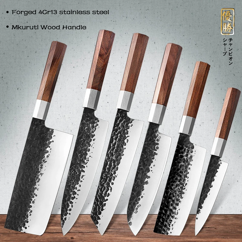 Grandsharp Professionelle Küche Messer Set Chef Messer Santoku Nakiri Kiritsuke Cleaver Gyuto Utility High Carbon Stahl Kochen Image