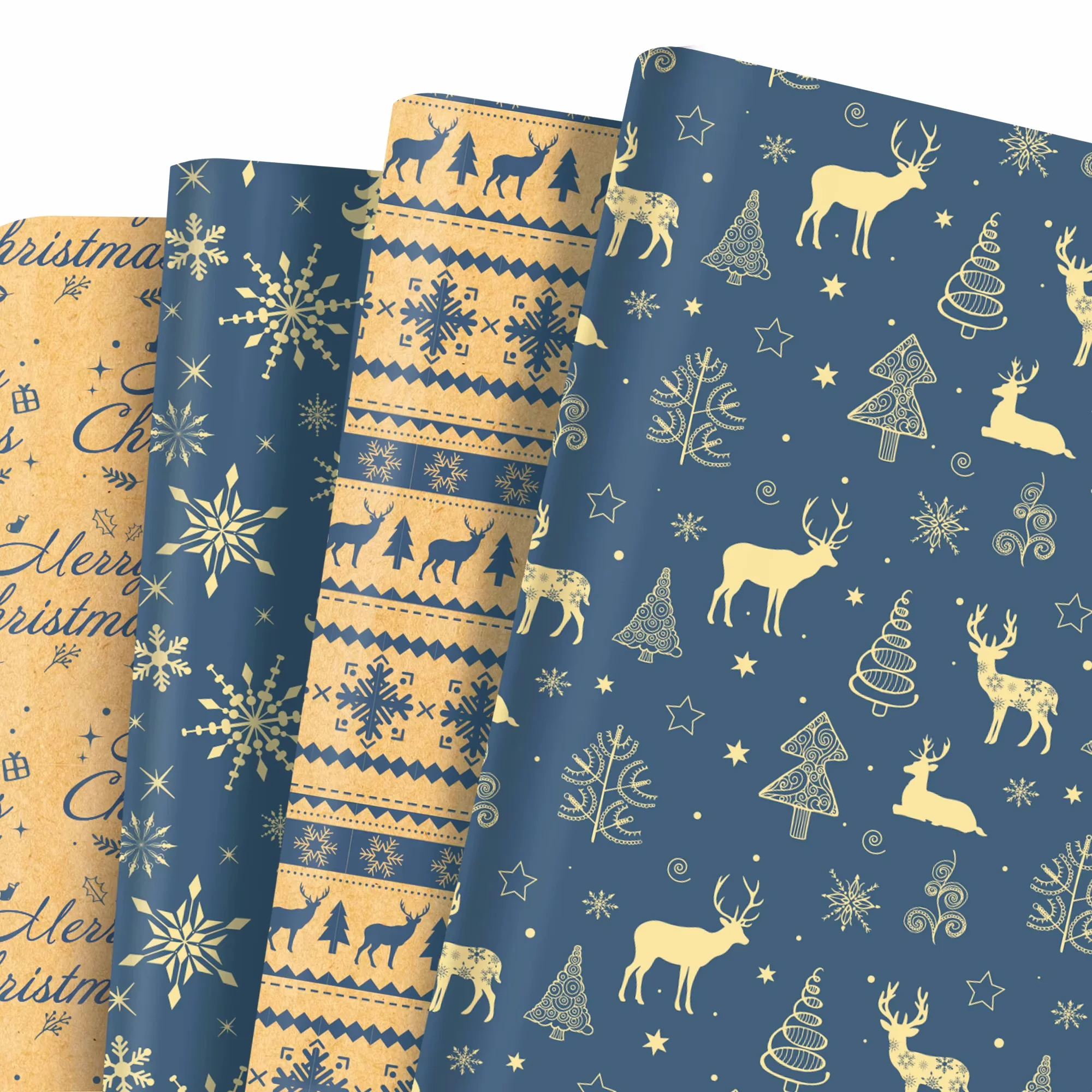 12 Stück Weihnachten Blau Hirsch Schneeflocke Geschenkmaterial Papier Geburtstag Party Geschenke Dekorative Verpackung Bastelpapiere Image