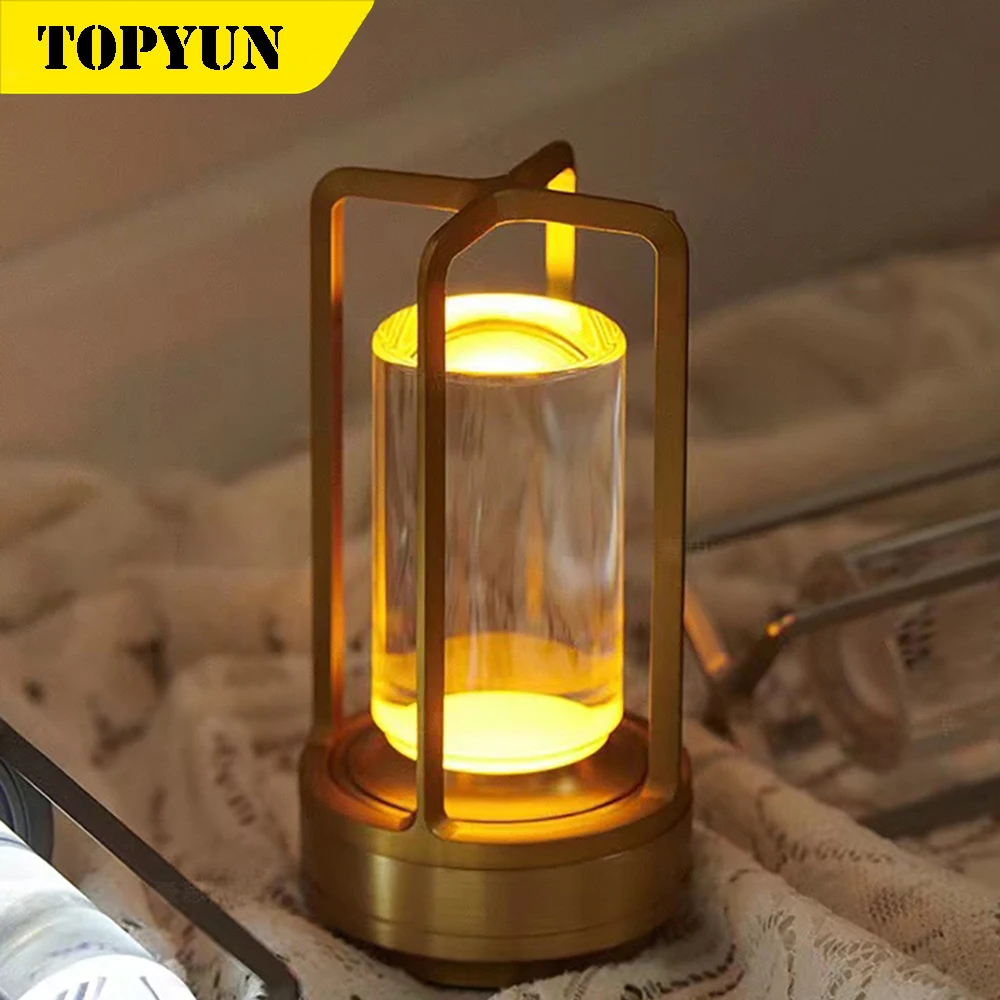 LED-Kristall-Tischlampe, Kunststoff, wiederaufladbar, Touch-Nachtlampe, Schlafzimmer, Nachttischlampe, Restaurant, dekorative Lampe