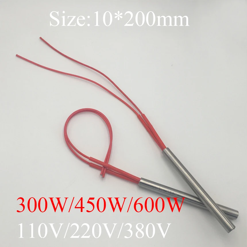 10x200 10*200mm 300W 450W 600W AC 110V 220V 380V Edelstahl Zylinder Rohr Form Heizelement Single End Patrone Heizung Image