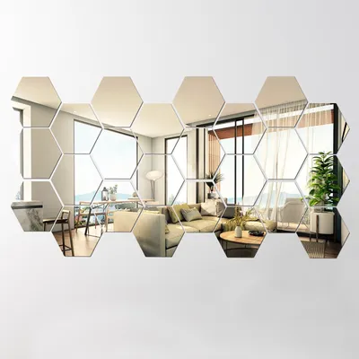 6 teile/satz xxl Sechseck Spiegel Wanda uf kleber 3d Acryl gespiegelt dekorative Aufkleber Image