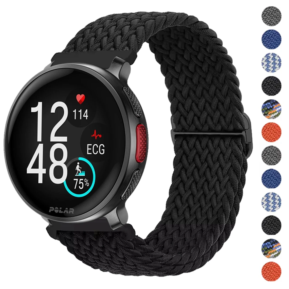 Für polar vantage v3/v2/m/m2 verstellbares Nylon-Gummiband für polare Körnung x pro/zünden 3 2/pacer/vereinigen 20mm 22mm geflochtene Träger Image