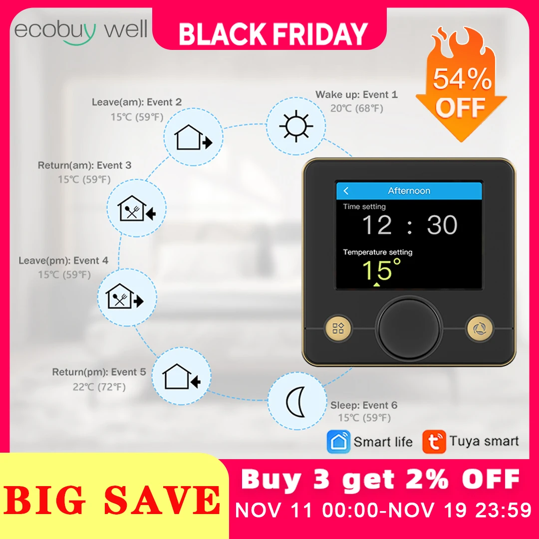 Tuya Wifi Thermostat Smart Thermostat Gas Kessel Wasser Boden Heizung Termostato Digitale Temperatur Controller Smart Leben Alexa Image