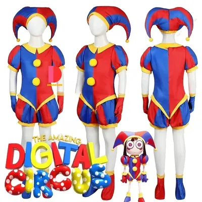 Die erstaunliche digitale Zirkus Pomni Cosplay Kostüm Cartoon Uniform Hut Handschuhe Halloween Party Requisiten für Frauen Männer Kinder heiß Image