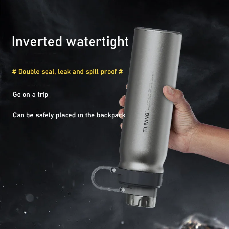 850ml Thermoskanne aus reinem Titan, Doppels chicht, Vakuum isolierung, versiegelt, auslaufs icher, Wasser-und Tee trennung, tragbarer Griff, Sport Image