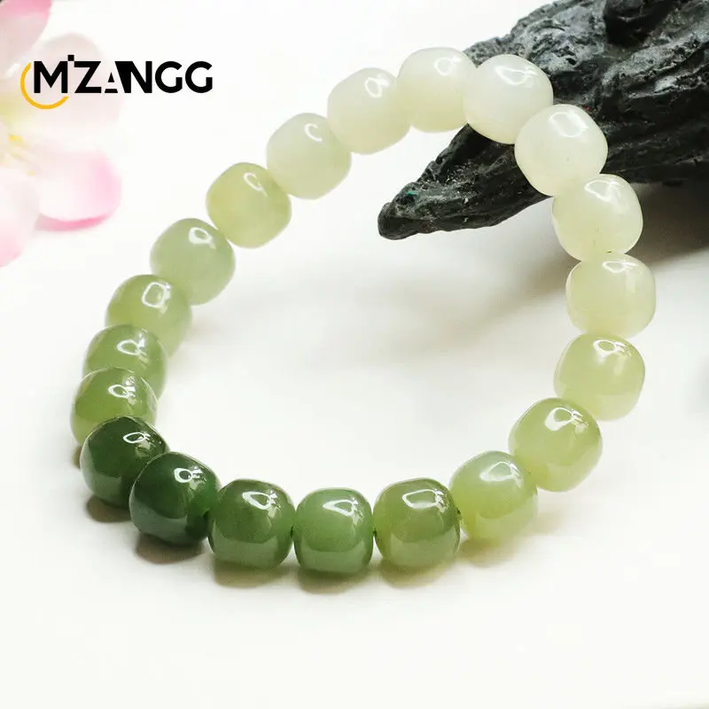 Natürliche Hetian Jade Armband Jaspis Farbverlauf Farbe alte Art Perlen Vintage Jade String einfache zarte Männer und Frauen Weihnachts geschenk