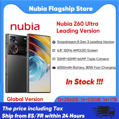 Zte Nubia Z60 Ultra Leading Version Smartphone 5g Snapdragon 8 Gen 3 Leading Version 6,8'' 120Hz Amoled-Bildschirm 80W Schnellladung 64Mp Kamera NFC
