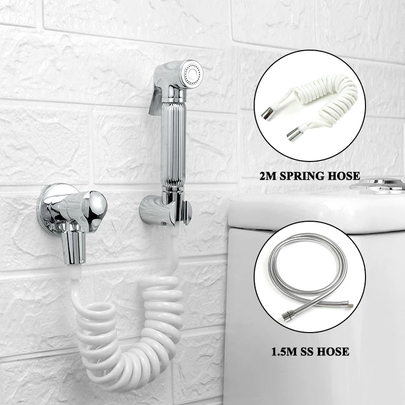 Dusche Douche Wc Bidet Sprayer Kit Chrom Poliert Messing Bad Wand Montieren Einzigen Kalten Ventil Handheld Bidet Shattaf Set