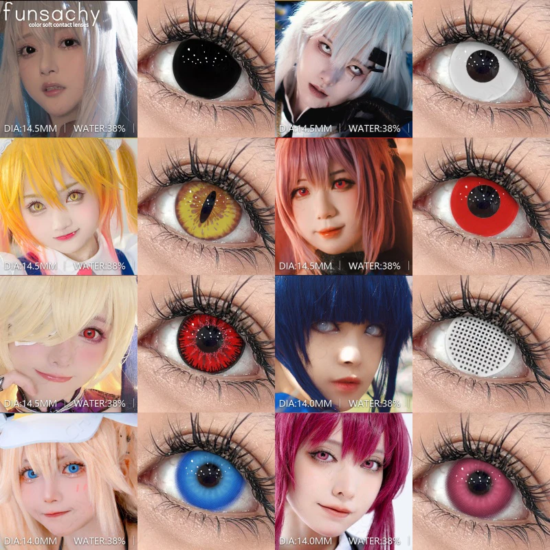FUNSACHY Cosplay Farbige Kontaktlinsen Anime Cosplay Augenkontakte für Halloween Crazy Halloween Cosplay Linsen Farbige Augenlinse Image