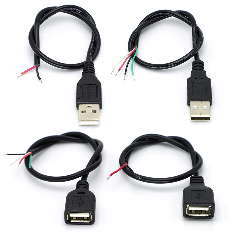 30 cm Netzteilkabel 2 Pin USB 2.0 A Buchse Stecker 4 Pin Draht Jack Ladegerät Ladekabel Verlängerungsstecker DIY 5 V Leitung Image