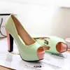 Frauen Sandale Quadrat High Heel Plattform Frauen Schuhe Peep Toe Pu Leder Damen Hochzeits schuhe Größe 43