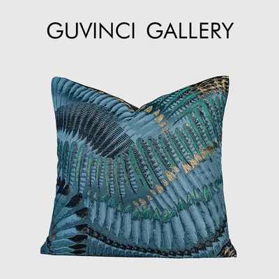 Guvinci Galerie Marokko natürlichen Stil Kissen bezug blaue Federn Muster Jacquard Sofa Kissen Image
