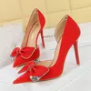 BIGTREE Nachtclub Stripper Mode Frauen Frau Pumpen Rot Elegante Frau Mit Hohen Absätzen Sexy Licht Spitz Diamant Bogen Einzelnen Schuhe