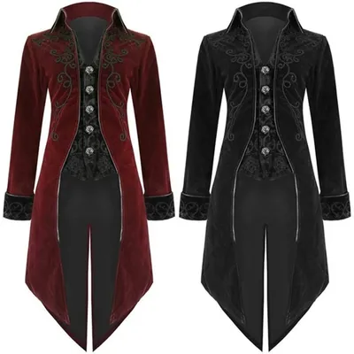 Herren Mantel Lange Jacke Gothic Steampunk Regency Highwayman Vintage Medieval Cosplay Kostüm für Frauen S-5XL Image