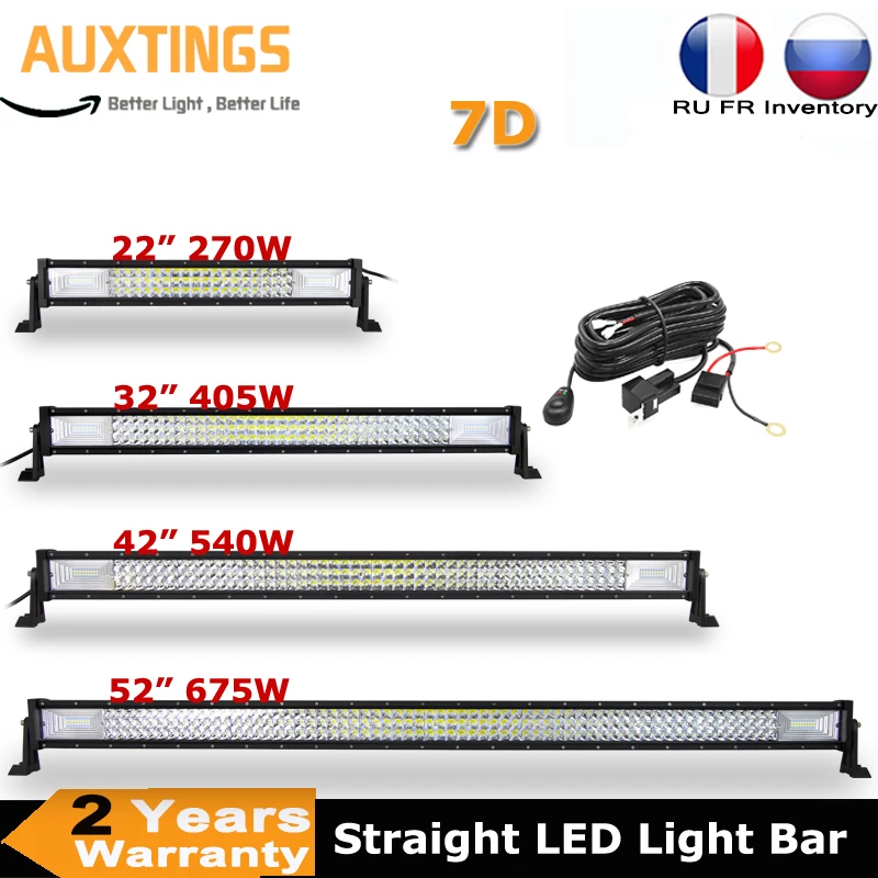 22'' 32'' 42'' 52'' 3-Reihen 7D Offroad LED-Lichtleiste Kombi-LED-Arbeitsleuchte 12V 24V LKW SUV ATV 4WD 4x4 LED-Leiste