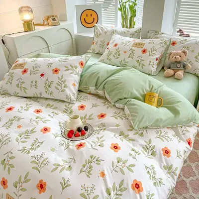 Ins Style Bettwäsche Set Blumen heißer Verkauf Single Full Queen Size Bett bezug Kit keine Füllung Flat Sheet Kissen bezüge niedlichen Bettwäsche