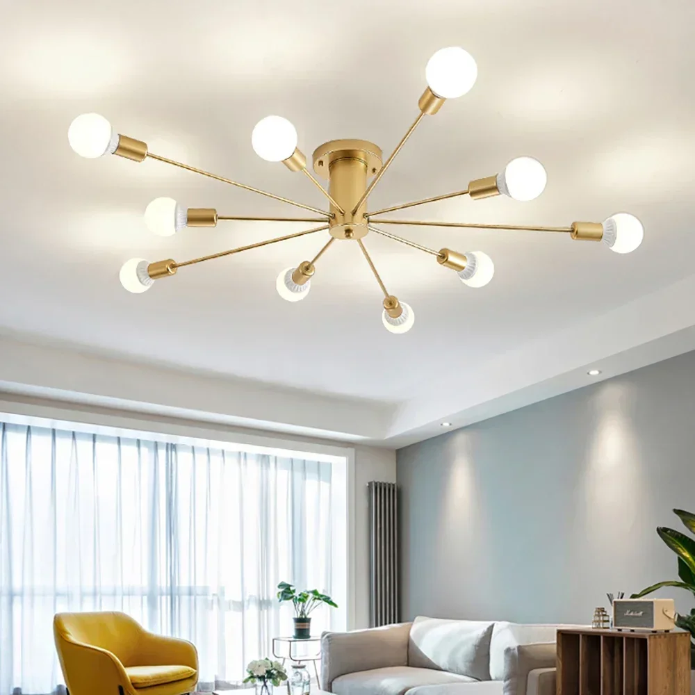 Vintage 3 5 6 8 10 Rohre Kronleuchter Schmiedeeisen LED Hängelampen American Brushed Antik Loft Home Salon E27 Glanzbeleuchtung