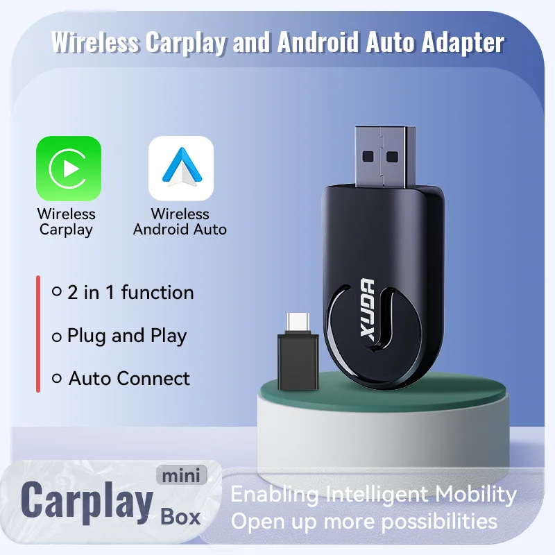 2 in 1 Mini verdrahtet zu drahtlosem Carplay Android Auto Auto Adapter Auto Konnektivität Auto Smart Ai Box Auto Connect Plug and Play Image