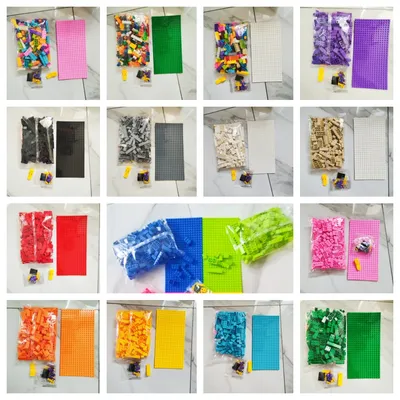 Bausteine Grundplatte Set kompatibel für Lego Geschenk figuren 17 Farben 20 Stile Jungen/Mädchen DIY Image