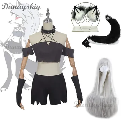 Helluva cos Boss Cosplay Kostüm für Loona Loony Toony Damen Halsweste Shorts Anzug Schwarzer Uniformanzug Halloween Party Outfits Image