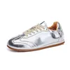 Echt leder Forrest Gump Schuhe für den Herbst neue flache Sportschuhe für Frauen Silber Schuhe