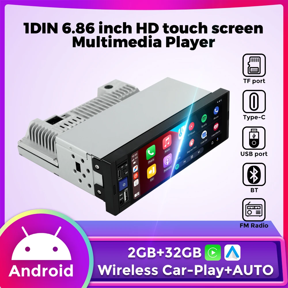 MEKEDE&Navifly 6,86 Android System Autoradio Multimedia Video Player GPS Wireless Carplay Auto BT Pyte-C USB FM Radio Stereo Image